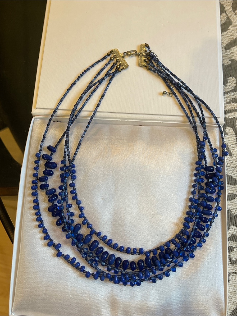 Artisan Multi-Strand Navy Blue Beaded Necklace